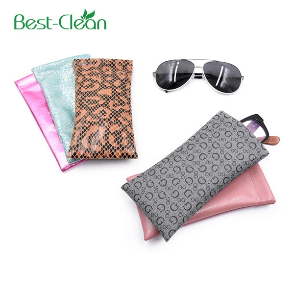 Leather Glasses Case With Snap Button - Soft Sunglasses Pouch Eyewear Holder For Women & Men, Compact & Scratch-Resistant